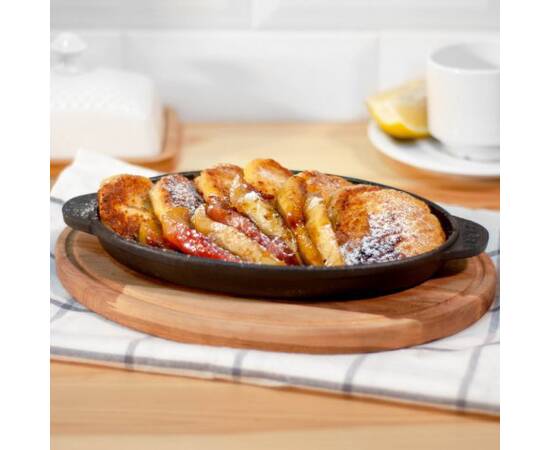 Сковорода чавунна овальна порційна 220х140х25 мм Brizoll (H2214), Колір: чорний, Тип: сковорода порційна, Форма: овальна, Діаметр (см): 22, зображення 3