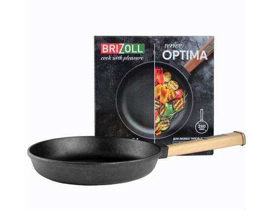 Сковорода чугунная 280х55 мм с ручкой Optima Brizoll (O2840-P), Цвет: коричневый, Тип: сковорода, Форма: круглая, Диаметр (см): 28, изображение 3