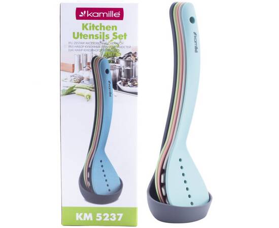 Набір кухонного приладдя з підставкою 5 предметів нейлонові Kamille (5237), зображення 4