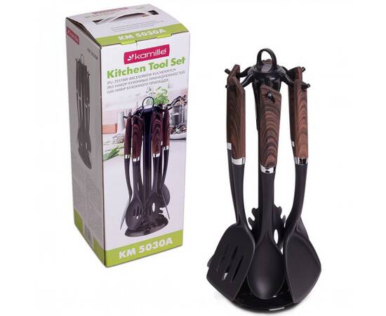 Набір кухонних речей 7 шт, нейлонові (під дерево) Kamille (5030A), зображення 3