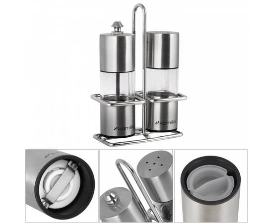 Набор перцемолок 2шт на подставке 11x4 см Kamille (7052), изображение 2