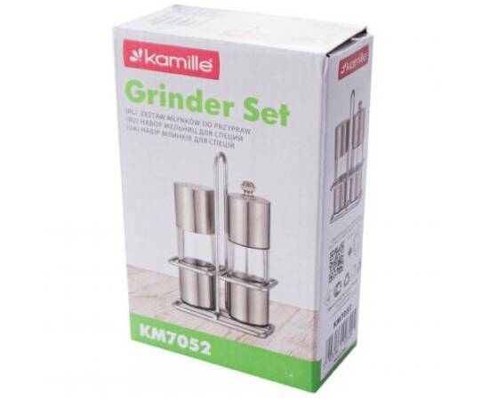 Набор перцемолок 2шт на подставке 11x4 см Kamille (7052), изображение 5