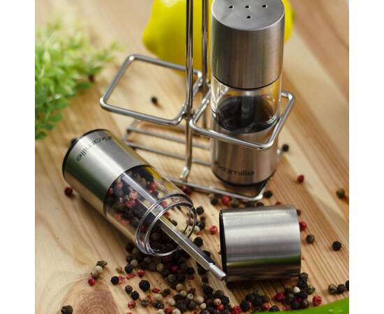 Набор перцемолок 2шт на подставке 11x4 см Kamille (7052), изображение 4
