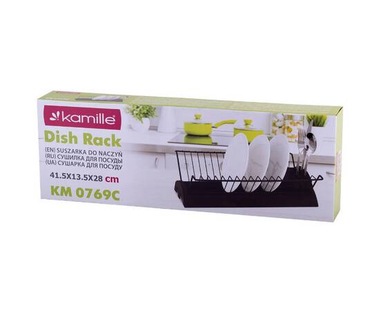 Сушарка для посуду 41,5x26x11,5 см з хромованої сталі Kamille (0769A), зображення 5