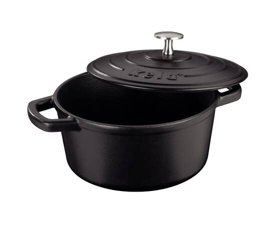 Каструля чавунна з кришкою KELA Calido 21 см, 2,5 л (12470) чорний, Тип: каструля, Об'єм: 2,5 л, Колір: чорний, зображення 3
