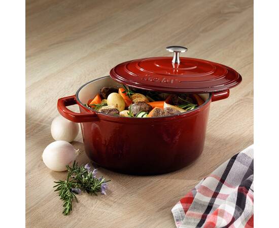 Каструля чавунна з кришкою KELA Calido 24 см, 3,8 л (11941), Тип: каструля, Об'єм: 4 л, Колір: червоний, зображення 2