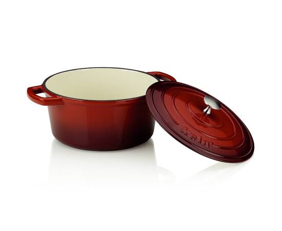 Каструля чавунна з кришкою KELA Calido 24 см, 3,8 л (11941), Тип: каструля, Об'єм: 4 л, Колір: червоний, зображення 3
