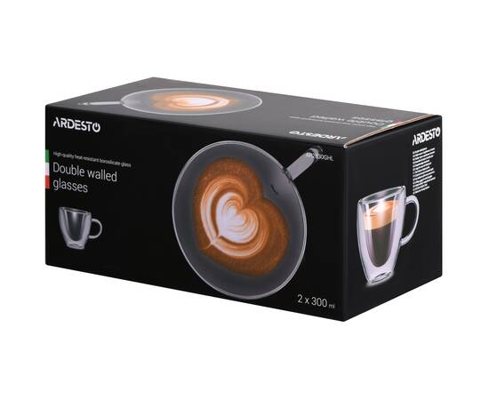 Набір з 2 чашок з подвійними стінками Heart 300 мл Ardesto (AR2630GHL), зображення 2