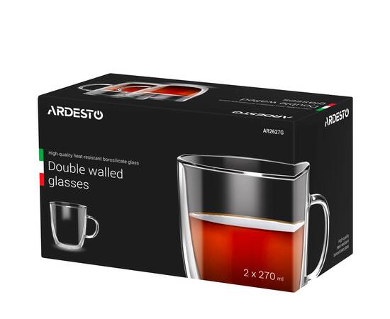 Набір з 2 чашок з подвійними стінками для латте 270 мл Ardesto (AR2627G), зображення 2