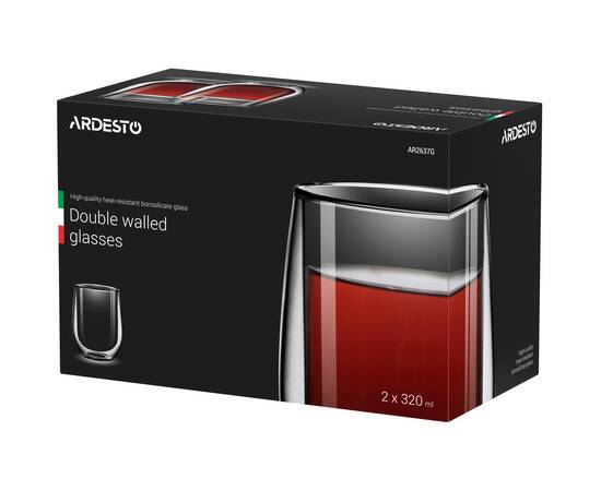 Набор з 2-х чашек с двойными стенками для латте 320 мл Ardesto (AR2637G), изображение 2