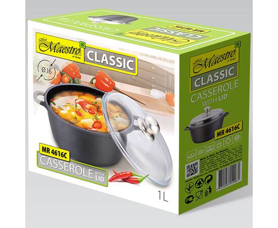 Каструля чорна 1,0л. Maestro (MR4616С), Тип: каструля, Об'єм: 1 л, Колір: чорний, зображення 4