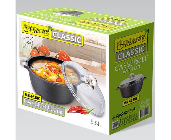 Каструля чорна 5,8 л Maestro (MR4628С), Тип: каструля, Об'єм: 5,8 л, Колір: чорний, зображення 4