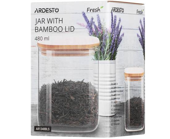 Банка для зберігання Fresh квадратна 480мл бамбук Ardesto (AR1348BLS), зображення 3