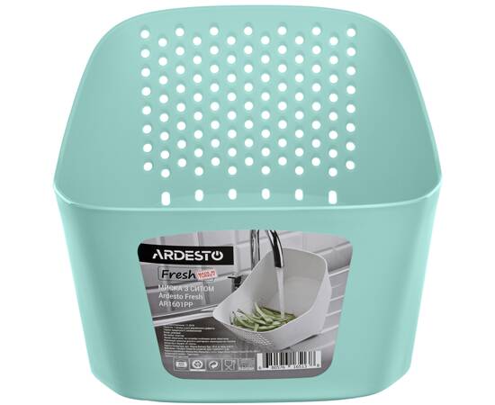 Миска с ситом Fresh голубой тіфані Ardesto (AR1601TP), изображение 2