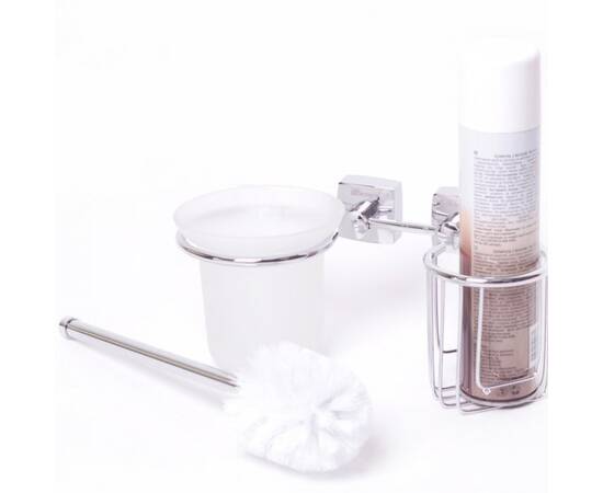 Ерш для туалета со стеклянной подставкой и корзинкой 26x13x31.5 см на стальном креплении Besser (8813A), изображение 2