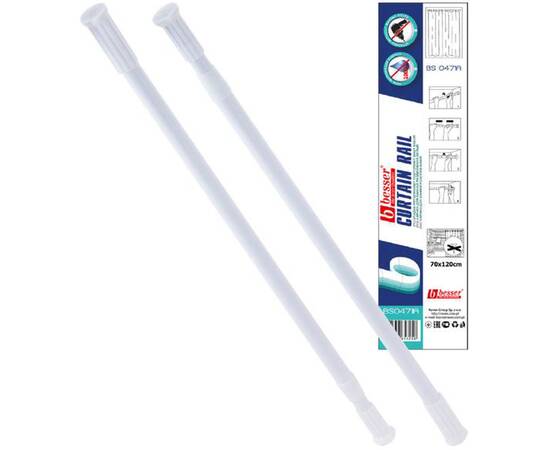 Карниз у ванну 70-120 см розсувний білий Besser (0471A), зображення 2