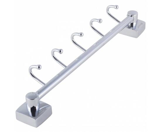 Гачки на планці 5шт 35.5x6.5x6.5 см із нержавіючої хромованої сталі Besser (8822), зображення 2