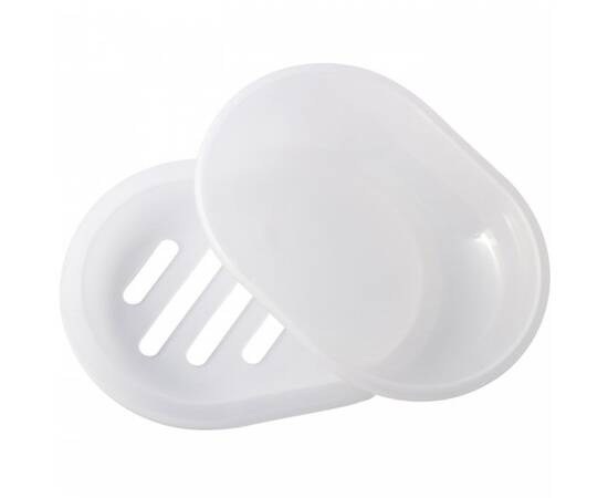 Мильниця овальна 13x9.5x5.5 см пластикова на хромованій підвісці з кріпленням "SMART STICKER" Besser (156), зображення 3