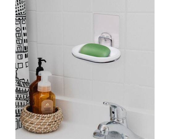 Мильниця овальна 13x9.5x5.5 см пластикова на хромованій підвісці з кріпленням "SMART STICKER" Besser (156), зображення 4