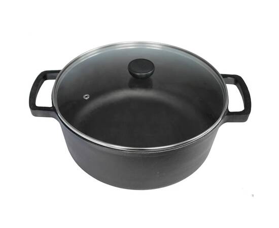 Кастрюля чугунная со стеклянной крышкой 4л Brizoll (P-4L-6), Тип: кастрюля, Объем: 4 л, Цвет: черный, изображение 2
