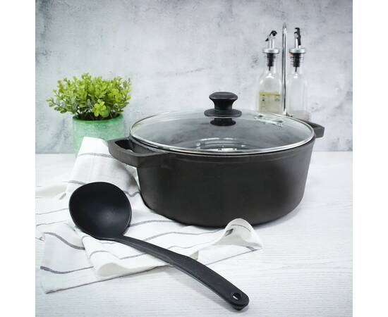 Кастрюля чугунная со стеклянной крышкой 4л Brizoll (P-4L-6), Тип: кастрюля, Объем: 4 л, Цвет: черный, изображение 3
