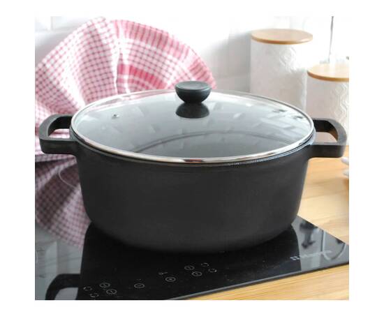 Кастрюля чугунная со стеклянной крышкой 4л Brizoll (P-4L-6), Тип: кастрюля, Объем: 4 л, Цвет: черный, изображение 4