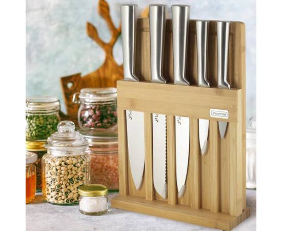Набор кухонный ножей на деревяной подставке (5 ножей + досточка) Kamille (5168), изображение 5