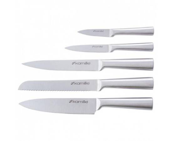 Набор кухонный ножей на деревяной подставке (5 ножей + досточка) Kamille (5168), изображение 4