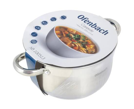 Каструля 20x11, 5cm. з кришкою Ofenbach (100513), Тип: каструля, Об'єм: 3,4 л, Колір: срібний, зображення 4