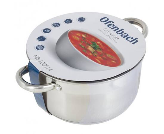 Каструля 24x13, 5cm. з кришкою Ofenbach (100514), Тип: каструля, Об'єм: 6 л, Колір: срібний, зображення 3