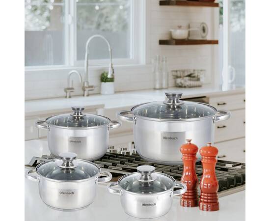 Набір каструль 8 предметів (14x8,5, 16x9,5, 18x10,5. 20x11,5) Ofenbach (100004), зображення 3