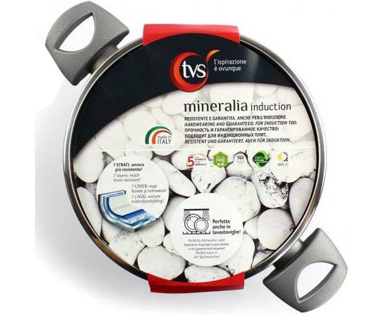 Каструля TVS Mineralia Induction 20 см, 2,1 л, Тип: каструля, Об'єм: 2,1 л, Колір: чорний, зображення 2