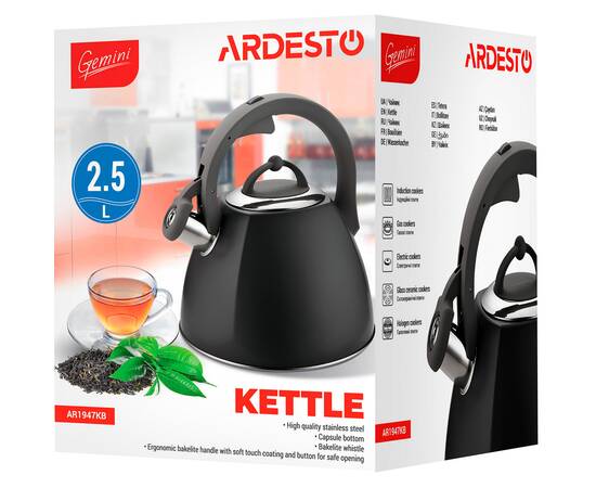 Чайник Gemini 2,5л Ardesto (AR1947KB), зображення 3