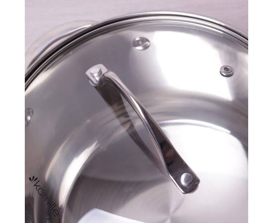 Каструля 3.9л з кришкою та 7-шаровим дном (O20x12.5 см) Kamille (4720S), Тип: каструля, Об'єм: 3,9 л, Колір: срібний, зображення 4