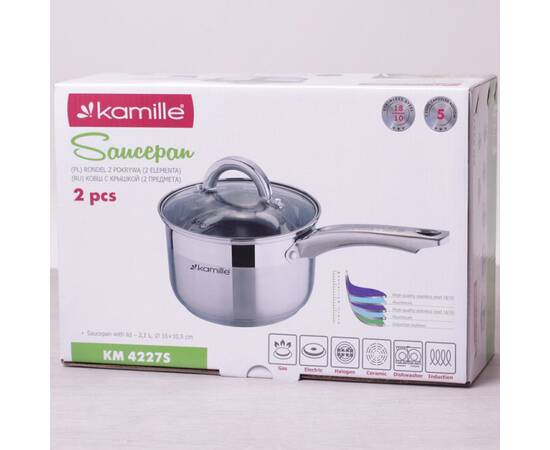 Ківш 2л зі скляною кришкою (O16x10.5 см) Kamille (4227S), зображення 8