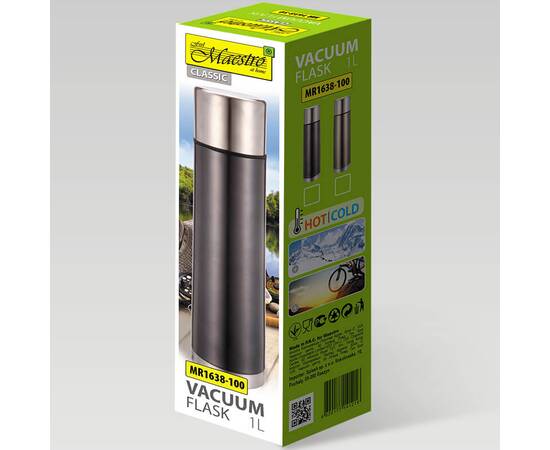 Термос металік 1,0л. коричневий Maestro (MR1638-100 к), зображення 3