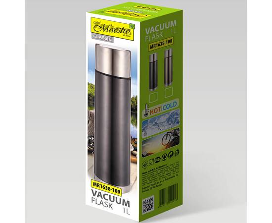 Термос металік 1,0л. сірий Maestro (MR1638-100 с), зображення 3