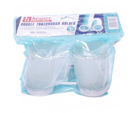 Стакан двойной для зубных щеток 17x8.5x9.5 см стеклянный Besser (8804), изображение 4