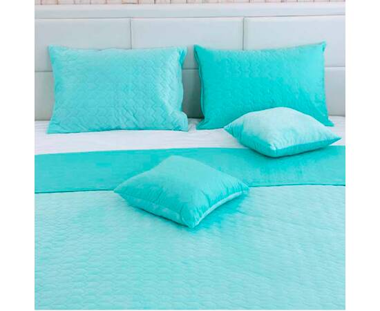 Чехол на подушку 50х70 стеганый микрофайбер+велюр Руно (382.55_Tiffany), Цвет: бирюзовый, Тип: наволочки, Размер: 50x70, изображение 4