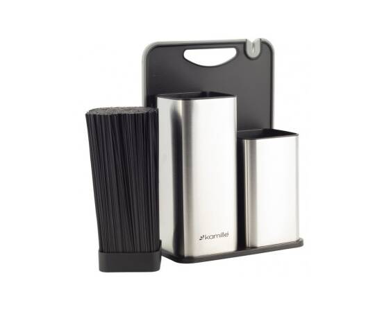 Набор: подставка для ножей 21,2x12,4x22 см с доской разделочной 29,6x22,4x0,8cm Kamille (7610), изображение 2