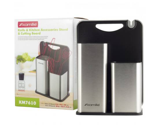 Набор: подставка для ножей 21,2x12,4x22 см с доской разделочной 29,6x22,4x0,8cm Kamille (7610), изображение 5