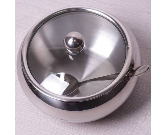 Сахарница 560 мл с ложечкой и стеклянной крышкой Kamille (7003), изображение 2