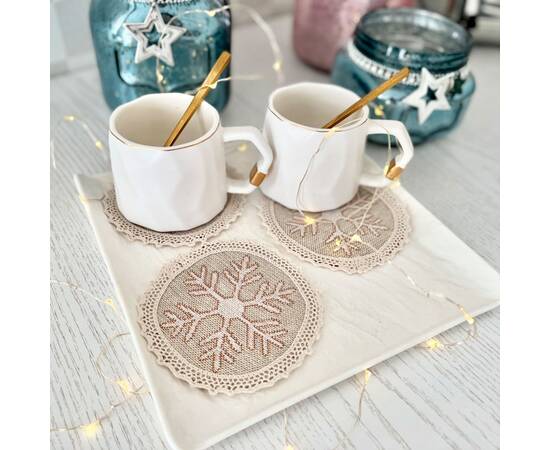 Серветка-підкладка з мереживом O10 LiMaSo (RED BALLS-10D), Тип: серветки, Основний колір: бежевий, Форма скатертини: кругла, Розмір: Ø10, зображення 2