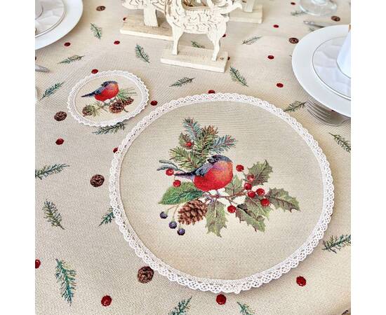 Серветка-підкладка з мереживом O10 LiMaSo (ROUND1066M-10D), Тип: салфетки, Цвет: красный, Форма скатерти: круглая, Размер: Ø10, изображение 3