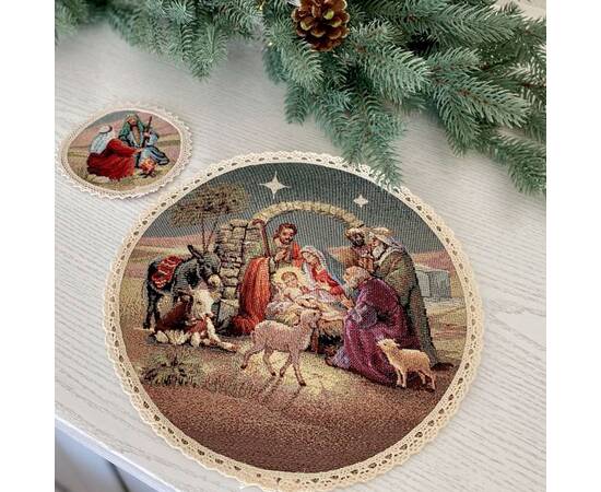 Серветка-підкладка з мереживом O10 LiMaSo (ROUND1153AZM-10D), Тип: салфетки, Цвет: коричневый, Форма скатерти: круглая, Размер: Ø10, изображение 2