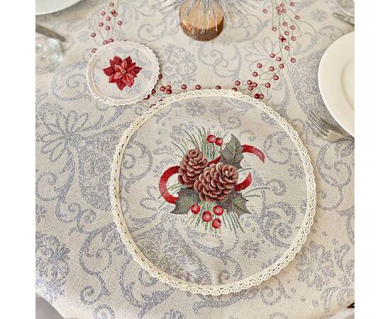 Серветка-підкладка з мереживом O10 LiMaSo (ROUND1198M-10D), Тип: салфетки, Цвет: красный, Форма скатерти: круглая, Размер: Ø10, изображение 3