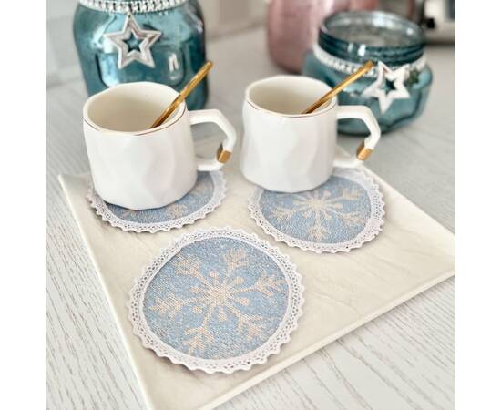 Серветка-підкладка з мереживом O10 LiMaSo (VILLAGE-10D), Тип: салфетки, Цвет: голубой, Форма скатерти: круглая, Размер: Ø10, изображение 2