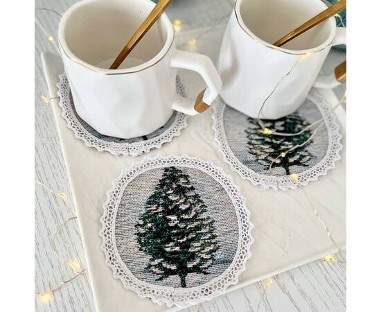 Серветка-підкладка з мереживом O10 LiMaSo (ZERMAT-10D), Тип: салфетки, Цвет: голубой, Форма скатерти: круглая, Размер: Ø10, изображение 2