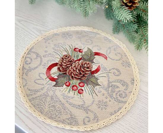 Серветка-підкладка з мереживом O25 LiMaSo (ROUND1198M-25D), Тип: серветки, Основний колір: червоний, Форма скатертини: кругла, Розмір: Ø25, зображення 2