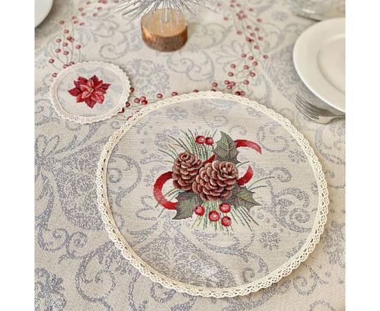 Серветка-підкладка з мереживом O25 LiMaSo (ROUND1198M-25D), Тип: серветки, Основний колір: червоний, Форма скатертини: кругла, Розмір: Ø25, зображення 3